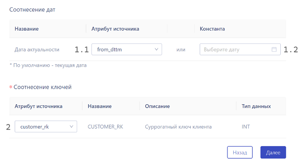 Маппинг сущности и даты актуальности